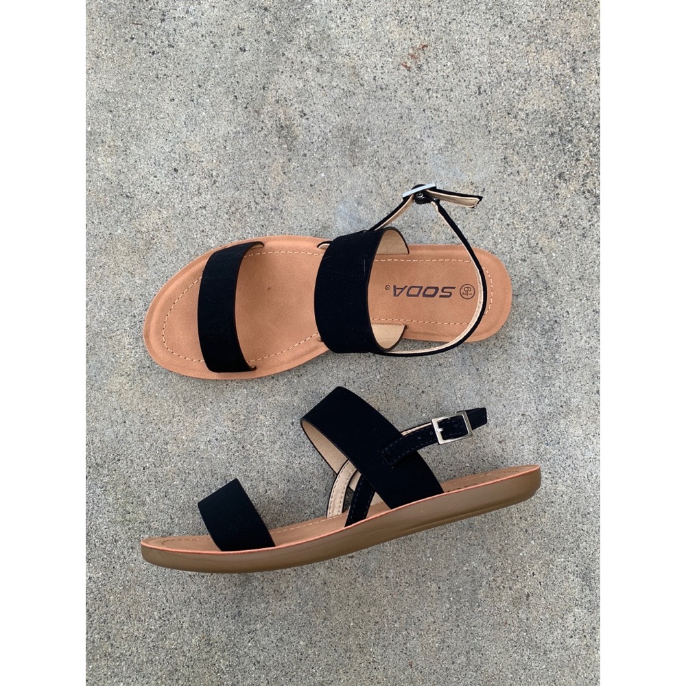 Cityclassified Vegan Black Double Strap Sandals